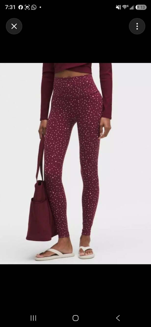 Lululemon Align No Line High Rise Pant 25" Size 4 Scatter Heart Dot Burgundy sz